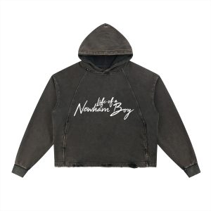 LOANB Vintage Washed Frayed-Hem Hoodie
