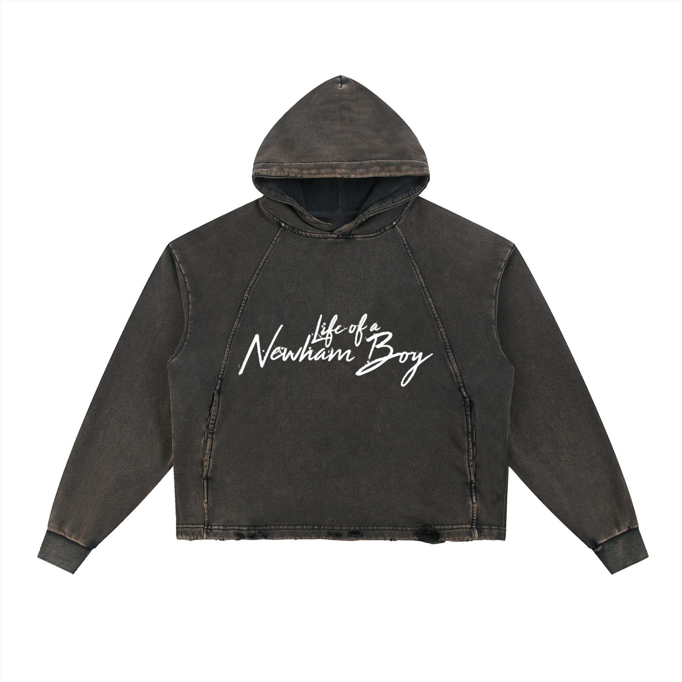 LOANB Vintage Washed Frayed-Hem Hoodie
